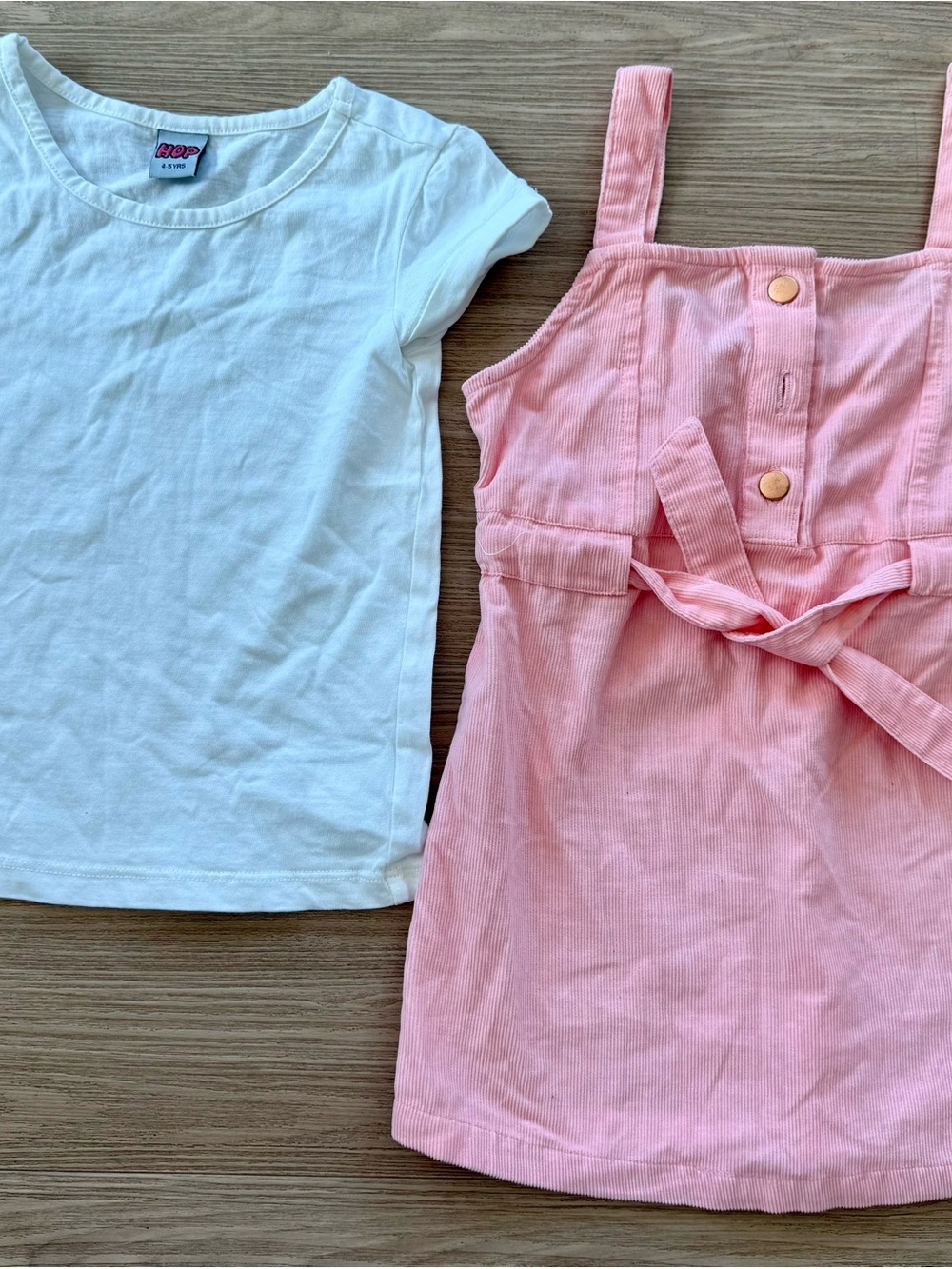 Girls Pink Corduroy Dress with White Tee - Kids Shirt & Top Set